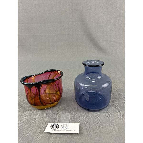 Two Beautiful Art Glass Vases- 1 Signed