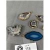 Image 2 : Lot 6 of Geode Druzy Quartz Crystal Slice - Gold Plated (One Silver)- Stone Pendants