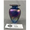 Image 2 : Signed Robert Held Iridescent Pulled Feather Art Glass Perfume Bottle/Vase 3.25" Tall Tiny Chip On B