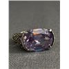 Image 2 : Vtg Sterling Silver 17mm X 12mm Purple Faceted & Marcasite Filigree Ring 7.7gr Size 8.5