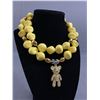 Image 1 : Handmade Chunky Bead Necklace w/ Gold Coloured Accents & Teddy Bear Rhinestone Pendant. Approx. 30"L