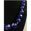 Image 2 : Vintage Clear Blue Beaded Necklace w/ Gold Coloured Accents Approx. 21"L