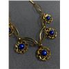 Image 2 : Gold Coloured Necklace & Matching  Screw-on Earringd w/ Floral &Blue Bead Accents. Approx. 18"