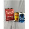 Image 1 : 3 pc Vintage Eagle Gasoline 1 Gallon Can and Shell Allstare Quart Cans, No Lids