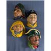 Image 1 : Lot of 4 Vintage Men of the Sea Chalkware Heads, Made in England.