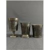 Image 2 : Vintage German Embossed Pewter Cups. 4 Wine Goblets and 3 Drinking Cups and 1 Annual Cup. All in Gre