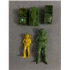 Image 1 : Vintage Small Army Toys. 2 Army Men and 3 Vehicles