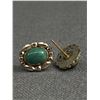 Image 2 : Nice Pair of Vintage Silver Stud Earrings with a Green Stone