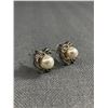 Image 2 : 4 Pairs of Vintage Stud Earrings Some Sterling Silver, All with Stones and Pearls, Original Patina