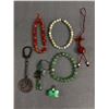 Image 1 : Lot of Vntage Chinese Beads JewelryJade Pendant and Keychain Marked Hong Kong Shanghai Banking Corpo