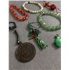 Image 2 : Lot of Vntage Chinese Beads JewelryJade Pendant and Keychain Marked Hong Kong Shanghai Banking Corpo