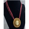 Image 1 : Lovely Vintage Cameo Brooch w/ Self-Adjustable length 16-18"