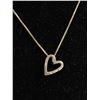 Image 1 : 925 Sterling Silver w/ 3 Dimondette or Diamonds Heart Pendant w/Sterling Silver Chain 16"