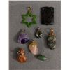 Image 1 : 8 Vintage Semi Precious Stones Pendant BC Jade,Rose Qaurtz, Agate, etc