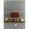 Image 1 : Wood Footed Jewelry Box With 3 Drawers Full of Ornate Jewelry