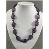 Image 2 : Purple Glass Beads with Small Blue Glass Spacers Necklace Hand Knotted Between Each Bead 21-24 Inche