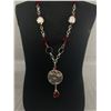 Image 2 : Silver Plated with Red& Clear Glass Beads Necklace Up to 22" L