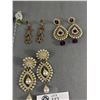 Image 2 : 4 Pairs of Vintage Southeast Asian Rhinestone Dangle Chandelier Earrings