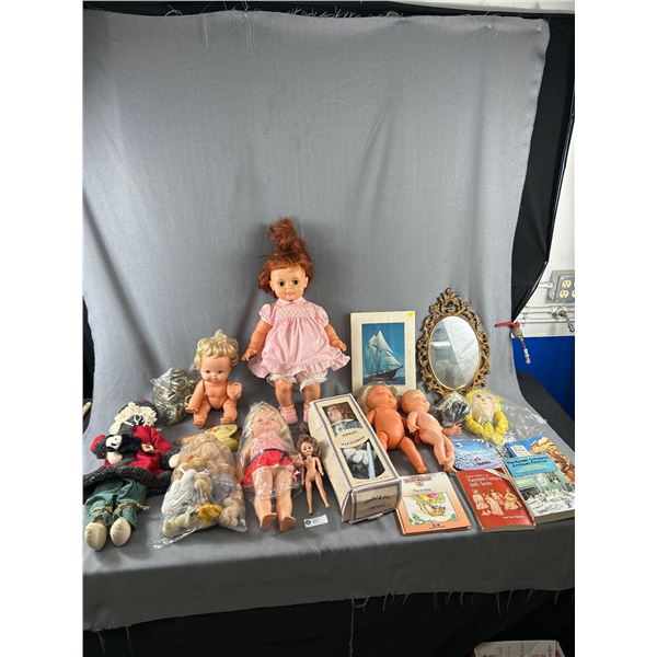 Large Lot of Dolls and Books Etc