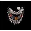 2.10 ctw Multi Color Sapphire and Diamond Ring - 14KT White Gold