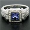 Image 1 : New Platinum 2.37 ctw Tanzanite and Diamond Halo Ring