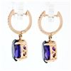 Image 5 : 14k Rose Gold 8.45 ctw FINE Oval Cut Purple Amethyst Diamond Drop Dangle Earring