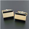 Image 6 : Modernist 14K Yellow Gold Rectangular Black Onyx Brushed Finish Swivel Cuff Link