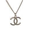 Image 3 : Chanel Silver CC Logo Rhinestone Necklace