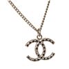 Image 4 : Chanel Silver CC Logo Rhinestone Necklace