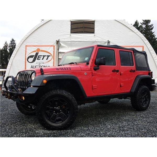 C6F --  2016 JEEP WRANGLER UNLIMITED SPORT 4X4 , Red, 129415 KM