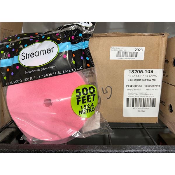 CASE LOT - Pink streamer 12x1 package (500ft)