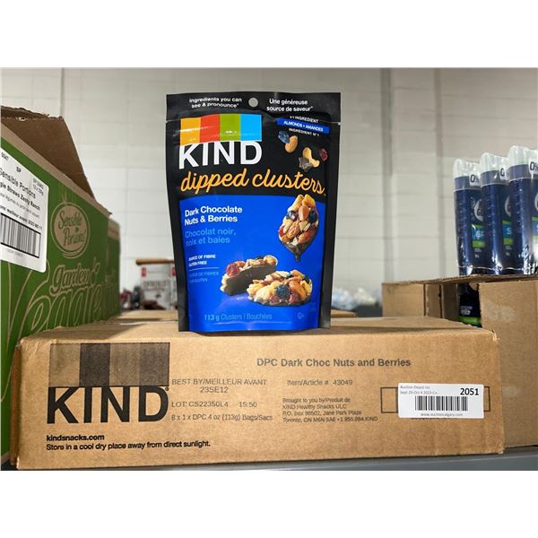 CASE LOT - KIND dark chocolate & mixed berry dipped clusters 8x113g