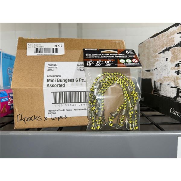 CASE LOT - Assorted mini bungee cords 12x6 pieces