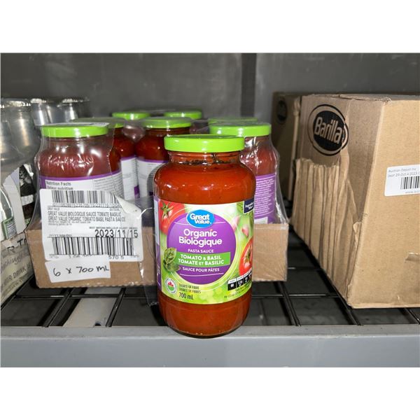 CASE LOT - Great value organic tomato & basil pasta sauce 6x700ml