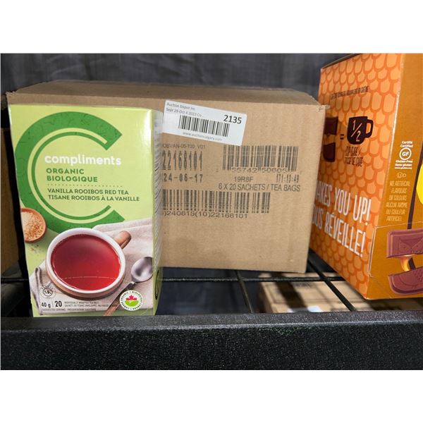 CASE LOT - Compliments organic vanilla roobios red tea 6x20 tea bags