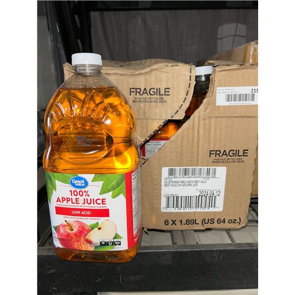 CASE LOT - Great value 100% apple juice 6x1.89L