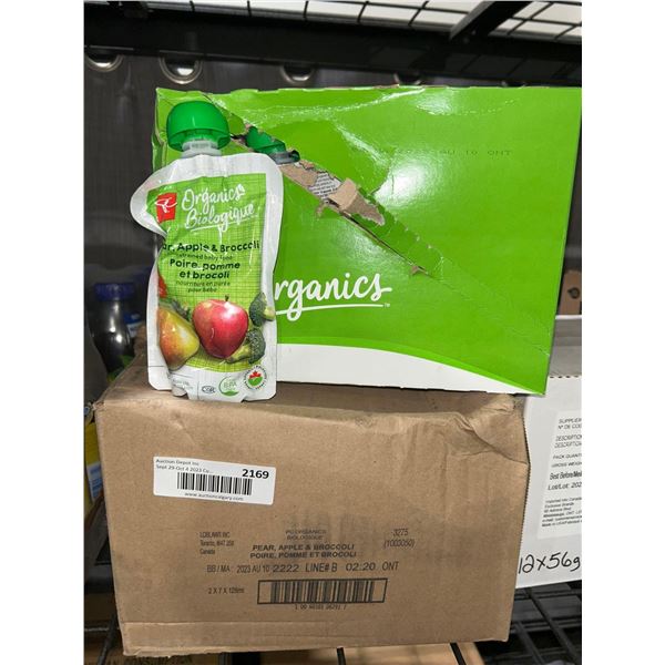 CASE LOT - PC organics pear, apple & broccoli strained baby food 14x128ml
