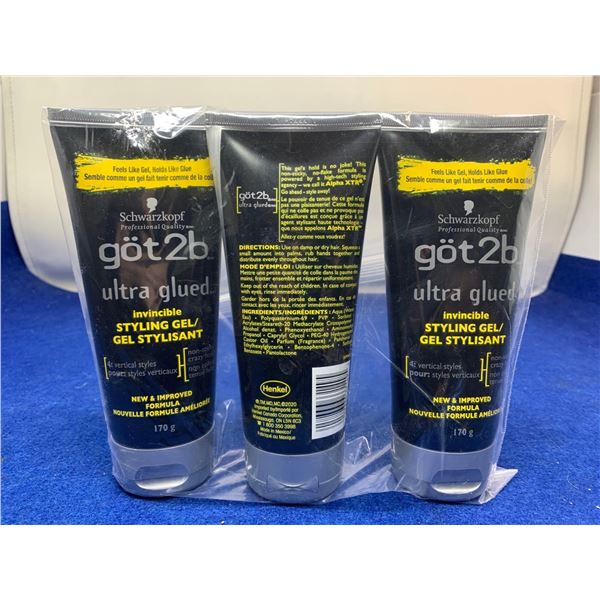 Schwarzkopf Got2b Ultra Glued Styling Gel (3 x 170g)