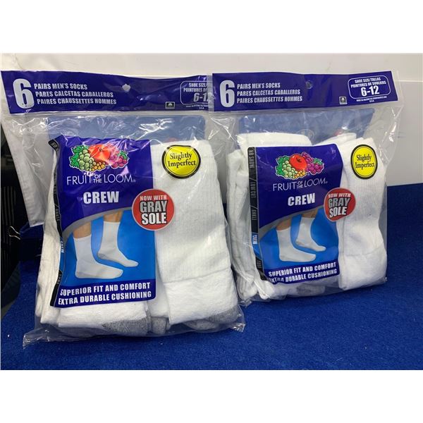 Fruit of the Loom Crew Socks (2 x 6) Size 6-12