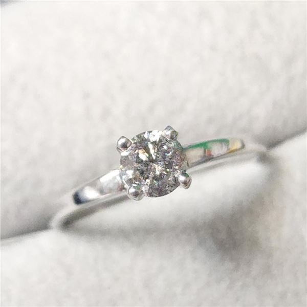 14K White Gold Diamond (0.43Ct,I3,H) Ring (~Size 6) (~weight 1.89g), Made in Canada, Appraised Retai