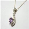 Image 2 : 10K Yellow Gold Amethyst(0.6ct) Diamond(0.2ct) Necklace, Appraised Retail $1425