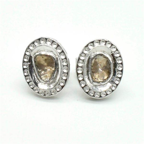 Silver Diamond (0.6ct) Rhodium Plated Earrings (~Size 0) (~length 0 inches) (~weight 3.9g), WITH APP