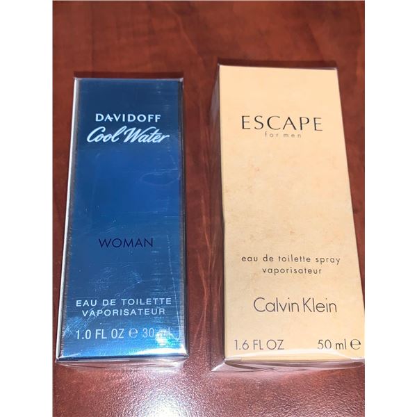 Calvin Klein Eau De toilette Escape Mens & Davidoff Cool Water Womens Sealed Lot of 2