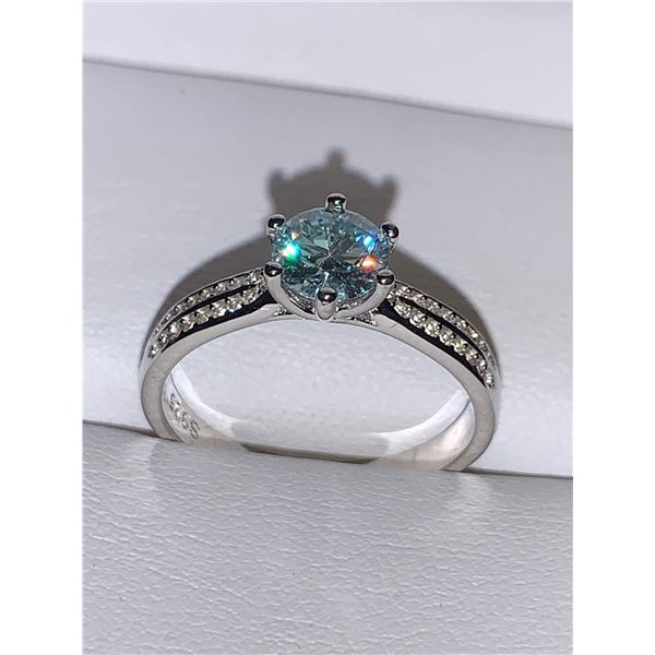 Sterling Silver Taper Shank Dress ring with 1.50 carat Moissanite Solitaire Stone with Appraisal Cer