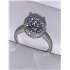 Image 1 : Silver .925 Lowered Halo Design Solitaire Moissanite & Zirconium Cluster Ring with Appraisal Certifi