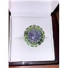 Image 2 : Natural Peridot & Tanzanite Multi Stone 12.11 carat Cluster Ring set in .925 Silver with Appraisal C