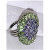 Image 3 : Natural Peridot & Tanzanite Multi Stone 12.11 carat Cluster Ring set in .925 Silver with Appraisal C