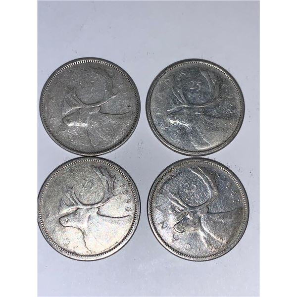 Canada Vintage in sequence silver quarters 1954-1957