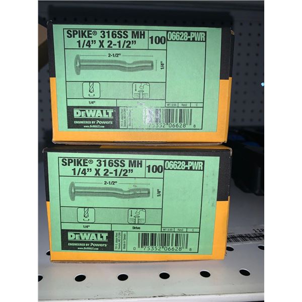 Dewalt Spike 1/4 x 2 1/2 inch Concrete Anchors Lot of 2 x 100