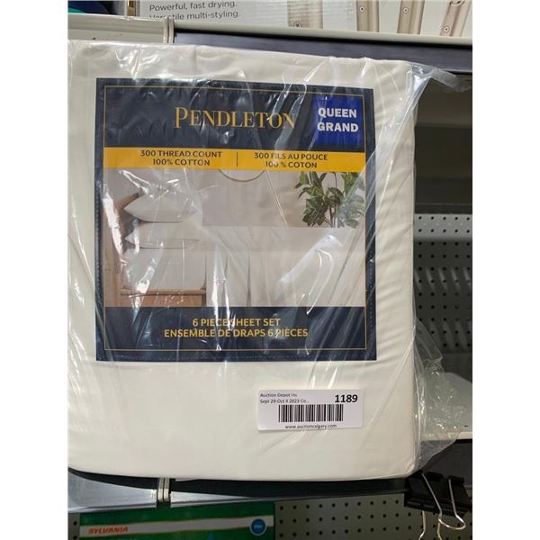 Pendleton 6 piece sheet set 300 thread count cotton queen size